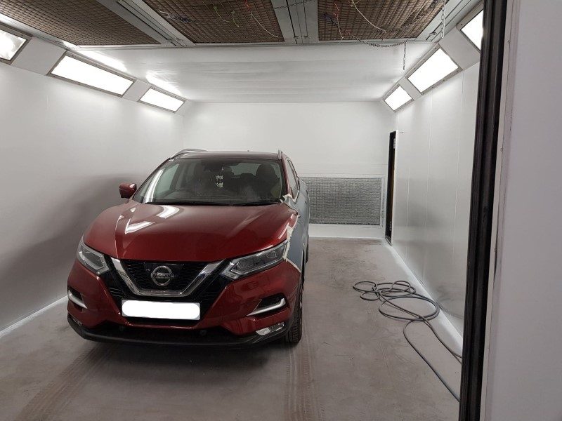 Freshly painted car in the DJ Masters spray booth